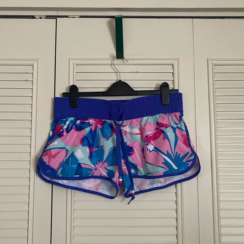 Joe Boxer swim board shorts purple pink floral botanical beach